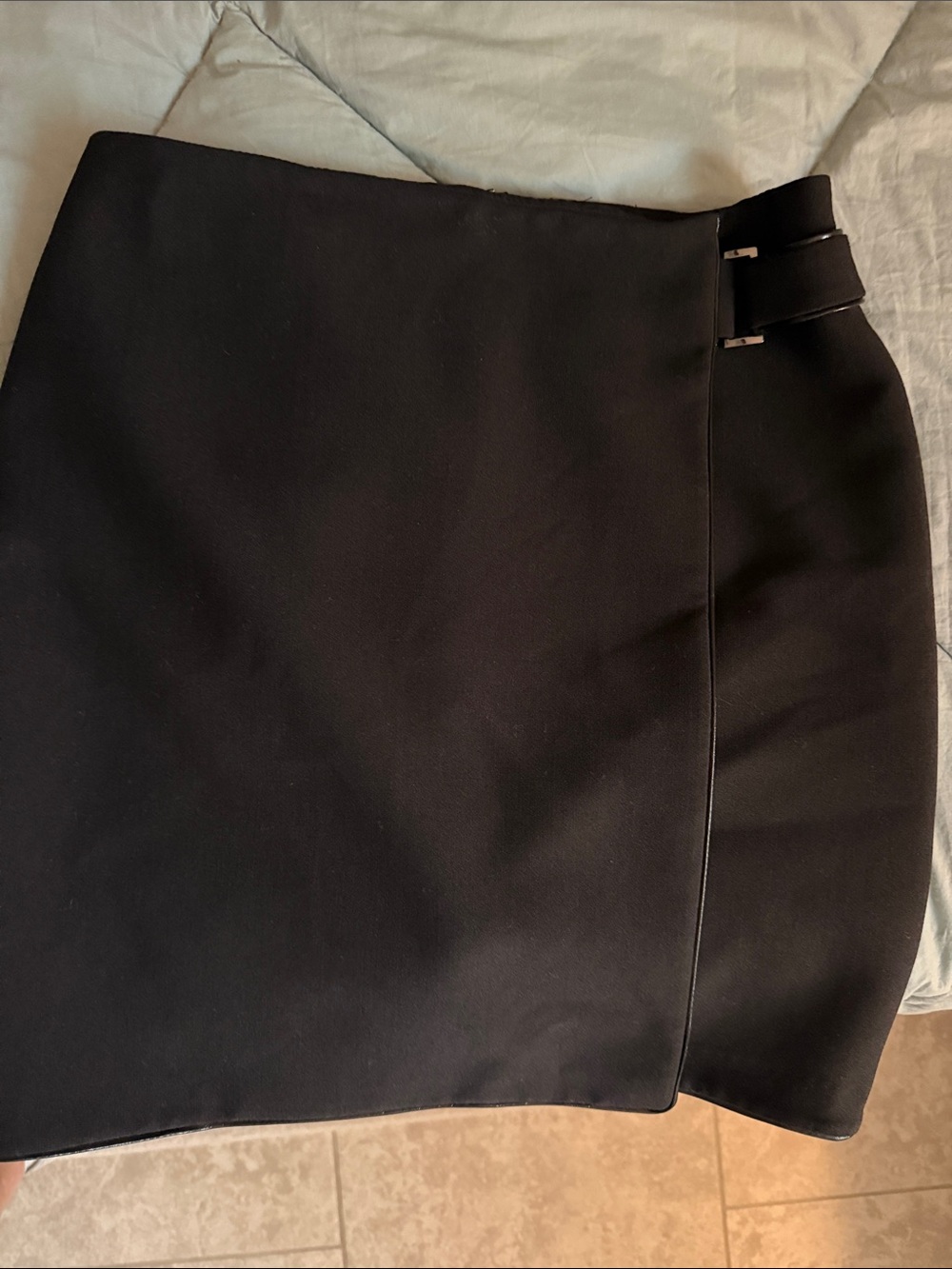White House Black Market Black Mini Skirt with Side Buckle